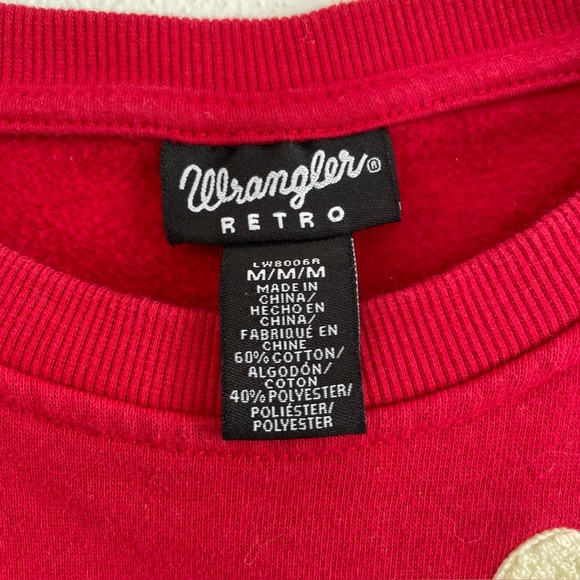 Wrangler Script Women's Red Crewneck Drop Shoulder Sweatshirt Medium - Picture 4 of 9